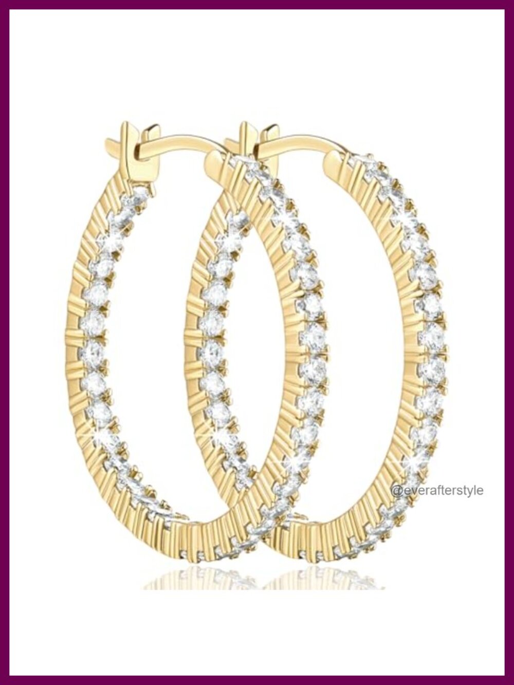 14K Gold Plated Cubic Zirconia Hoop Earrings Huggie Style for Women